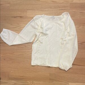 J. Crew Cream Ruffled Long Sleeve Blouse